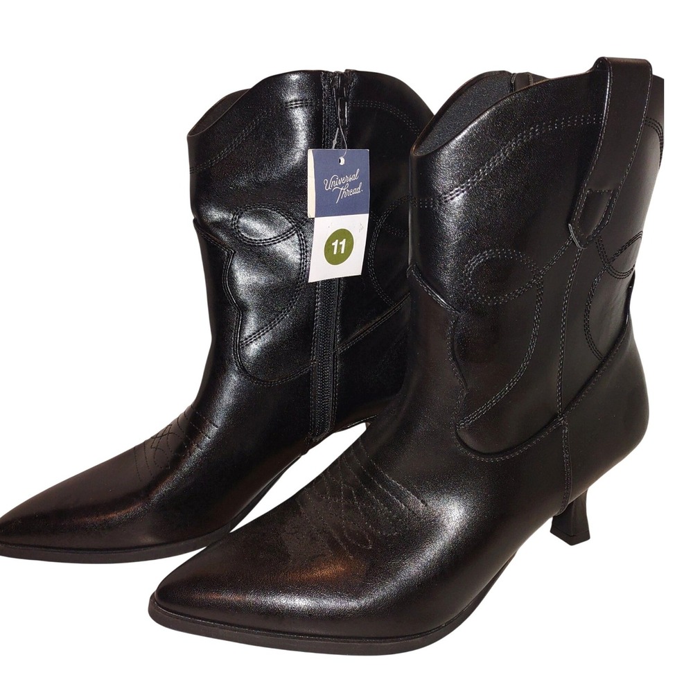 Universal Thread Jenson Black Western Boots Womens 11 NWT Kitten Heel F16870171
